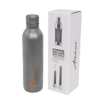 Gourde isotherme personnalisée sans condensation 510 ml Avenue Centre couleur gris foncé vue avec impression sérigraphique