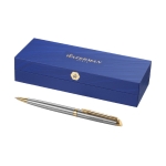Stylo en acier de haute qualité avec encre bleue Waterman Hémisphère couleur doré vue impression avec logo 2