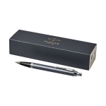 Stylo de qualité à finition métallique Encre Bleue Parker IM Silver couleur bleu ciel deuxième vue frontale