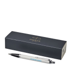 Stylo de qualité à finition métallique Encre Bleue Parker IM Silver avec zone d'impression