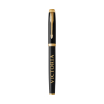 Stylo en acier avec finitions argentées à encre bleue Parker IM Silver vue impression avec logo 2
