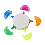 Cinq surligneurs fluorescents en plastique en forme de fleur Flower couleur blanc