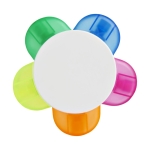 Cinq surligneurs fluorescents en plastique en forme de fleur Flower couleur blanc deuxième vue