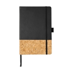 Carnet élégant en liège A5 avec des pages lignées JournalBooks Cork couleur noir deuxième vue frontale