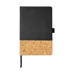 Carnet élégant en liège A5 avec des pages lignées JournalBooks Cork couleur noir troisième vue frontale