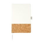 Carnet élégant en liège A5 avec des pages lignées JournalBooks Cork couleur blanc troisième vue frontale