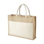 Sac cabas toile de jute personnalisable avec poche Pocket XL couleur naturel