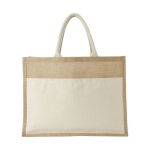 Sac cabas toile de jute personnalisable avec poche Pocket XL couleur naturel vue frontale
