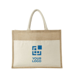 Sac cabas toile de jute personnalisable avec poche Pocket XL avec zone d'impression