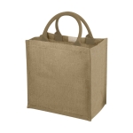 Sac toile de jute personnalisable avec poignées en coton Jute Side couleur naturel
