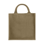 Sac toile de jute personnalisable avec poignées en coton Jute Side couleur naturel deuxième vue frontale