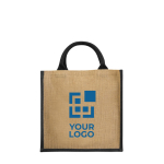 Sac toile de jute personnalisable avec poignées en coton Jute Side avec zone d'impression
