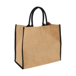 Sac cabas en jute fermeture velcro et doubles poignées Jute Edge couleur noir
