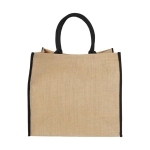 Sac cabas en jute fermeture velcro et doubles poignées Jute Edge couleur noir deuxième vue arrière