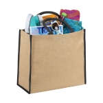 Sac cabas en jute fermeture velcro et doubles poignées Jute Edge couleur noir vue détail 1