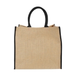 Sac cabas en jute fermeture velcro et doubles poignées Jute Edge couleur noir deuxième vue frontale