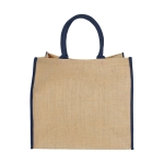 Sac cabas en jute fermeture velcro et doubles poignées Jute Edge couleur bleu deuxième vue arrière