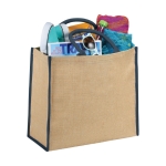 Sac cabas en jute fermeture velcro et doubles poignées Jute Edge couleur bleu vue détail 1