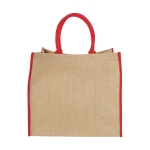 Sac cabas en jute fermeture velcro et doubles poignées Jute Edge couleur rouge deuxième vue arrière