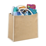 Sac cabas en jute fermeture velcro et doubles poignées Jute Edge couleur blanc vue détail 1