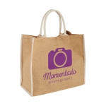 Sac cabas en jute fermeture velcro et doubles poignées Jute Edge couleur blanc vue impression sérigraphique
