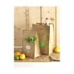 Petit sac isotherme publicitaire au look rétro en papier brun Paper couleur marron image nature morte