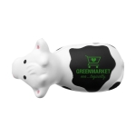 Balle antistress en forme de vache pour merchandising Moo couleur blanc vue avec impression sérigraphique