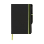 Carnet avec stylo et détails coloré A5 avec pages lignées BlackBook couleur vert lime deuxième vue