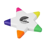 Surligneur publicitaire fluorescent en forme d'étoile Star couleur blanc vue impression sérigraphique
