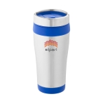 Tasse thermos personnalisée  en acier et plastique 410ml Inox Colors couleur bleu vue avec impression sérigraphique