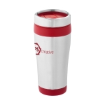 Tasse thermos personnalisée  en acier et plastique 410ml Inox Colors couleur rouge deuxième vue avec logo