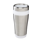 Tasse thermos personnalisée  en acier et plastique 410ml Inox Colors couleur blanc deuxième vue frontale