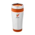Tasse thermos personnalisée  en acier et plastique 410ml Inox Colors couleur orange vue avec impression sérigraphique
