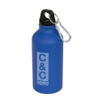 Bouteille publicitaire aluminium finition mate 400ml Matt Cruiser couleur bleu vue avec impression sérigraphique