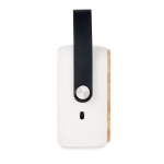 Enceinte avec logo, sangle et Bluetooth 5.0 en bambou Scandinavie couleur blanc cinquième vue