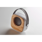 Enceinte avec logo, sangle et Bluetooth 5.0 en bambou Scandinavie couleur blanc septième vue
