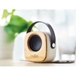 Enceinte avec logo, sangle et Bluetooth 5.0 en bambou Scandinavie couleur blanc deuxième vue d'ambiance principale