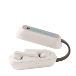 Set d'écouteurs sans fil personnalisés avec support de charge Box vue avec zone d'impression