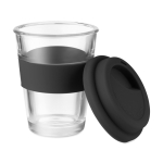 Mug take away en verre avec couvercle et bande 350ml Takeaway Cristal couleur noir deuxième vue