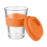Mug take away en verre avec couvercle et bande 350ml Takeaway Cristal couleur orange deuxième vue