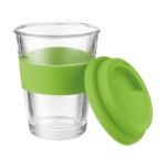 Mug take away en verre avec couvercle et bande 350ml Takeaway Cristal couleur vert lime deuxième vue