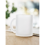Tasse en verre mat pour impression d'images 300ml Frost Sublim couleur blanc transparent vue d'ambiance