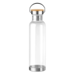 Gourde en tritan avec capuchon en bambou et poignée 800 ml Clip couleur transparent