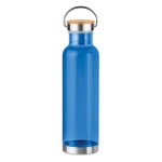 Gourde en tritan avec capuchon en bambou et poignée 800 ml Clip couleur bleu transparent