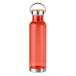 Gourde en tritan avec capuchon en bambou et poignée 800 ml Clip couleur rouge transparent