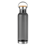 Gourde en tritan avec capuchon en bambou et poignée 800 ml Clip couleur gris transparent