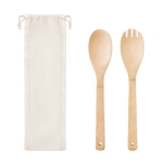 2 ustensiles de cuisine à salade en bambou avec housse Bamboo