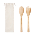 2 ustensiles de cuisine à salade en bambou avec housse Bamboo deuxième vue