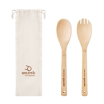 2 ustensiles de cuisine à salade en bambou avec housse Bamboo vue principale