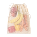 Sac pour aliments en coton avec filet et fermeture éclair Eco Verdure couleur beige troisième vue